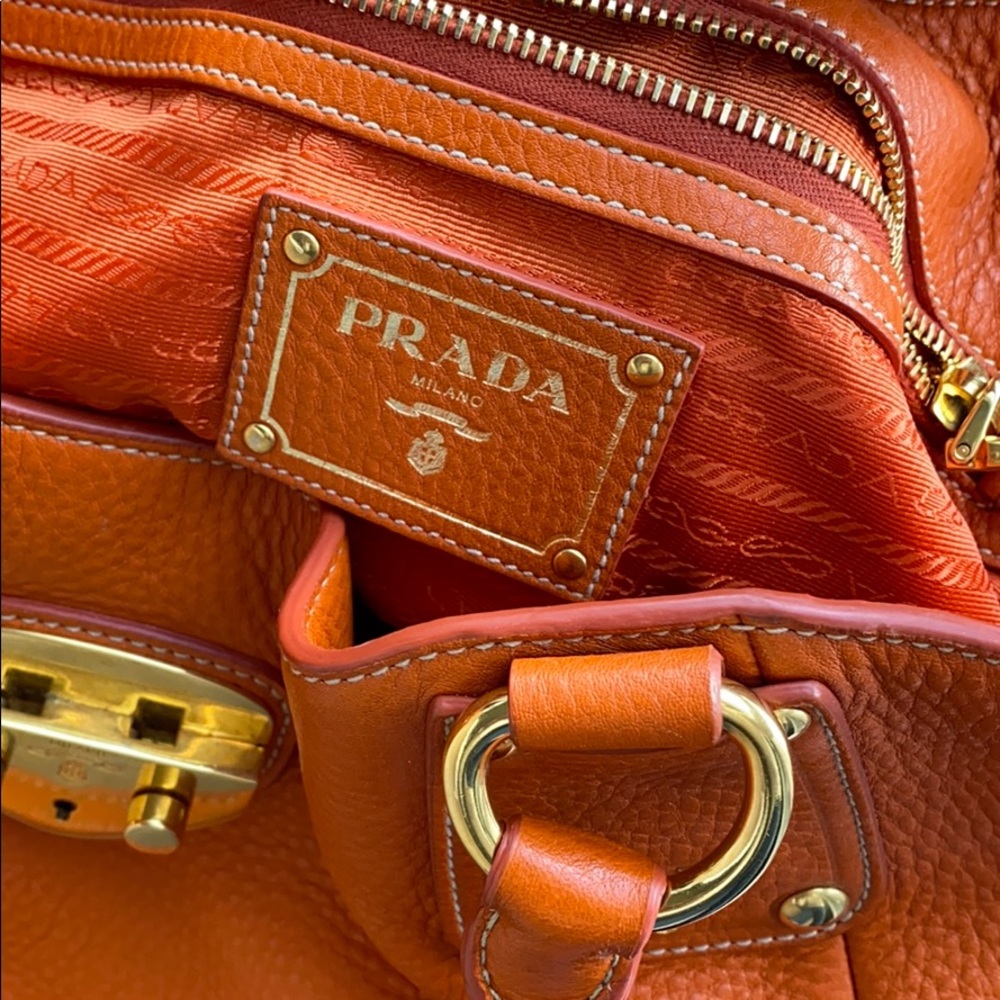 Authentic Prada Handbag - orange leather - Picture 2 of 8